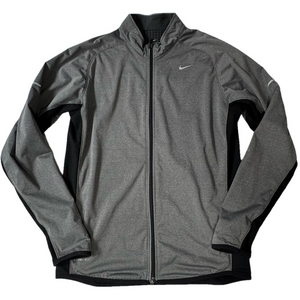 Nike Men Medium Grey Black Lightweight Running Activewear Athletic Jacket Coat